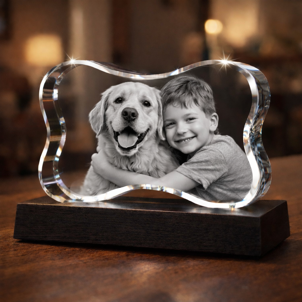 3D Crystal Dog Bone Horizontal