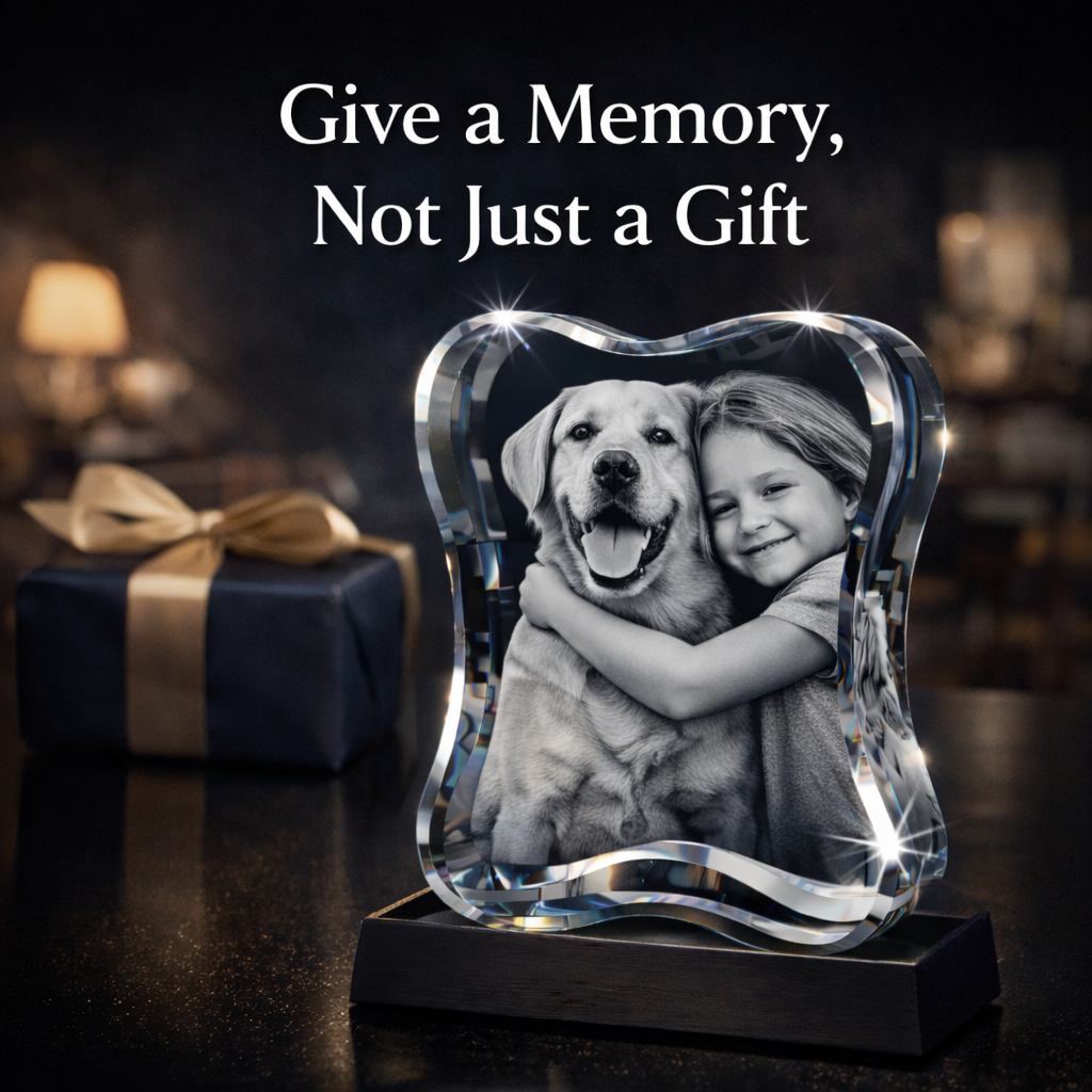 3D Crystal Dog Bone Vertical