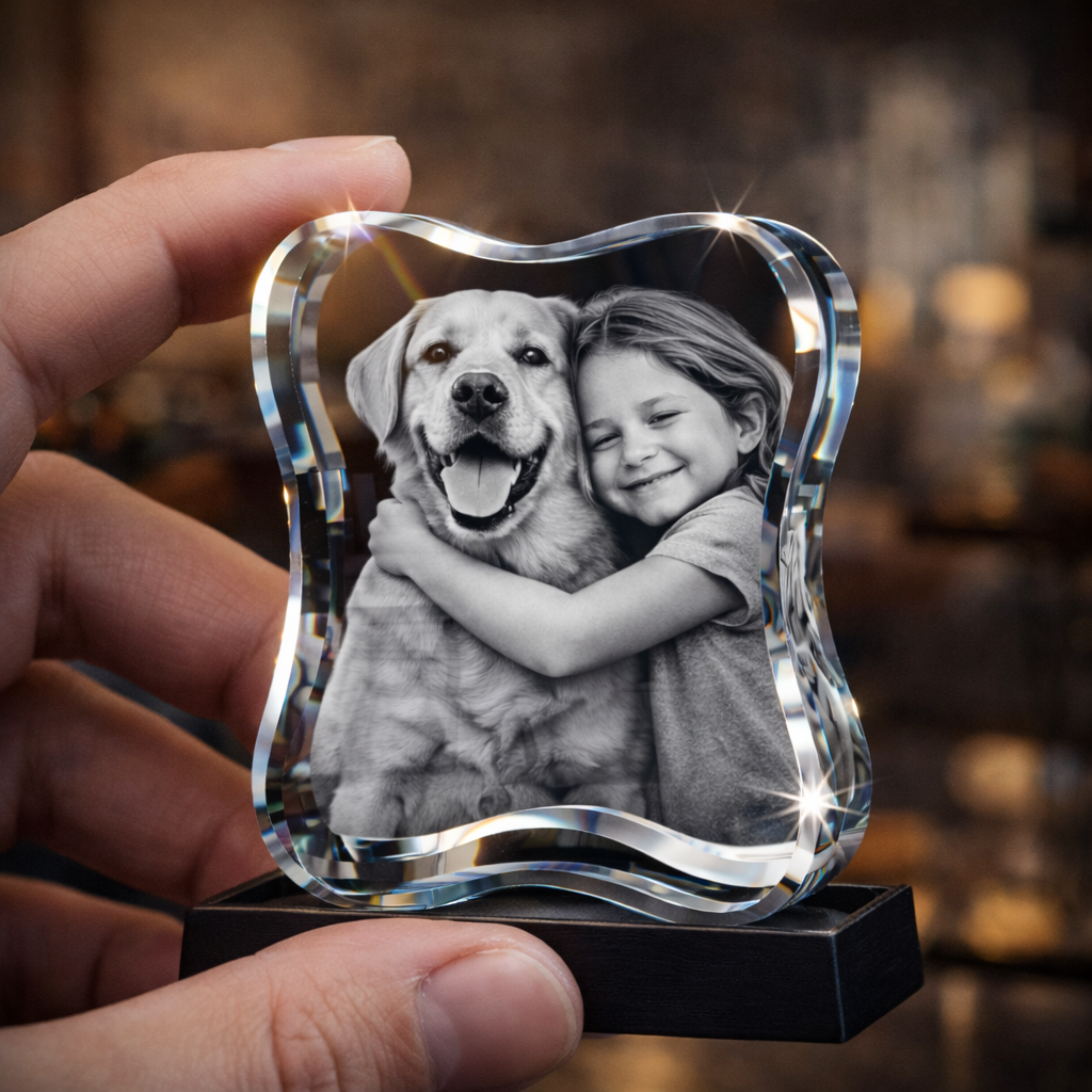 3D Crystal Dog Bone Vertical