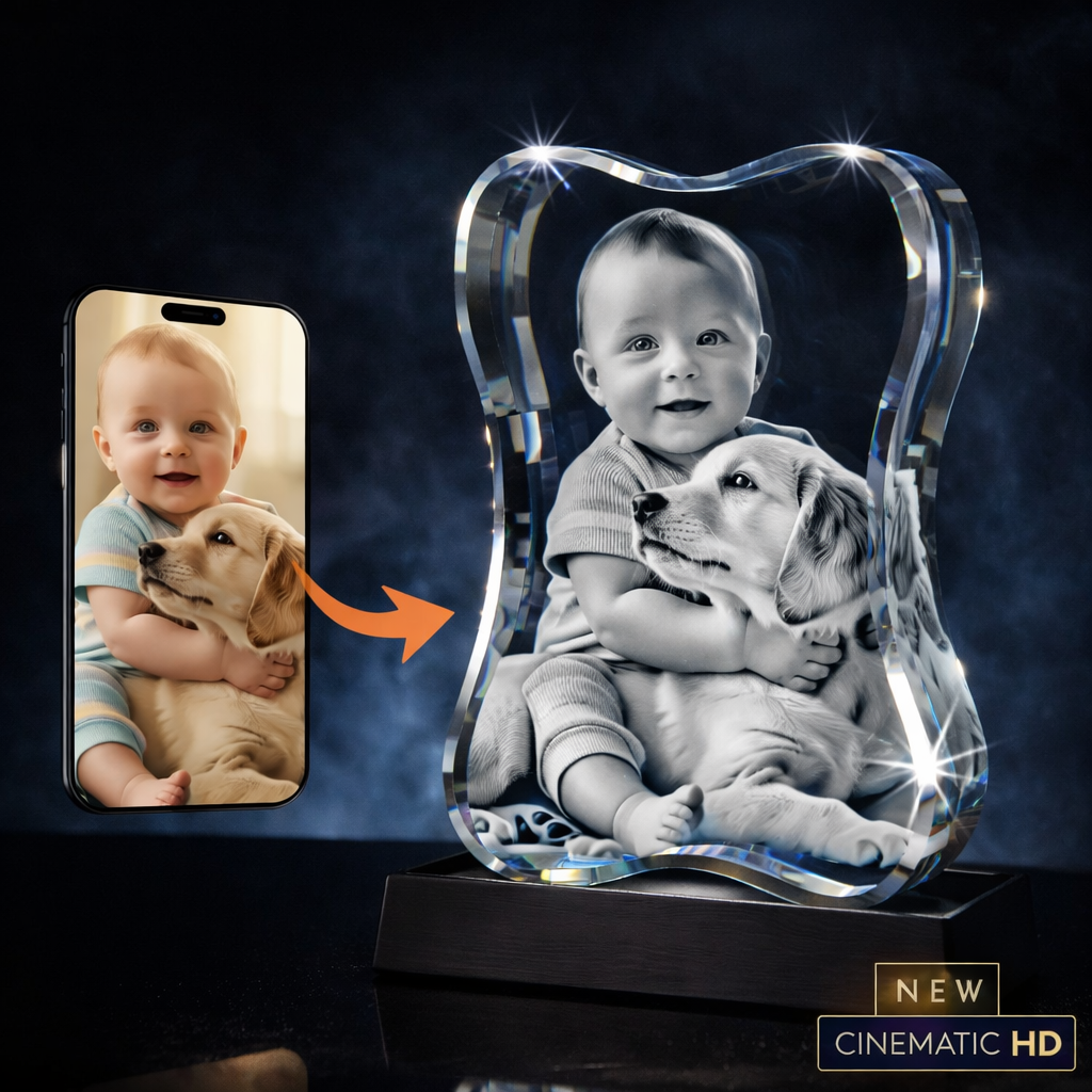 3D Crystal Dog Bone Vertical