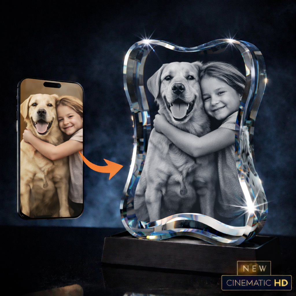 3D Crystal Dog Bone Vertical