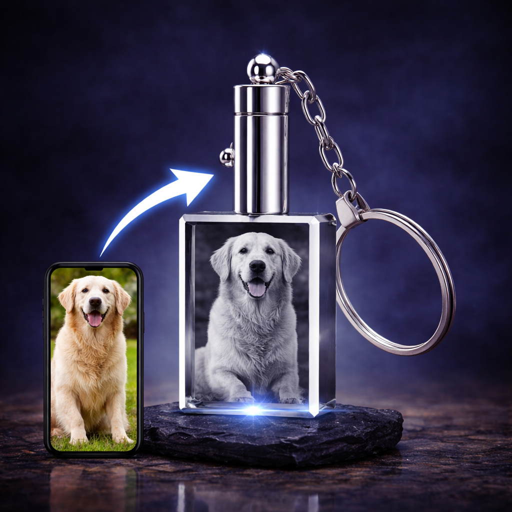 3D Crystal Rectangle Tall Keychain