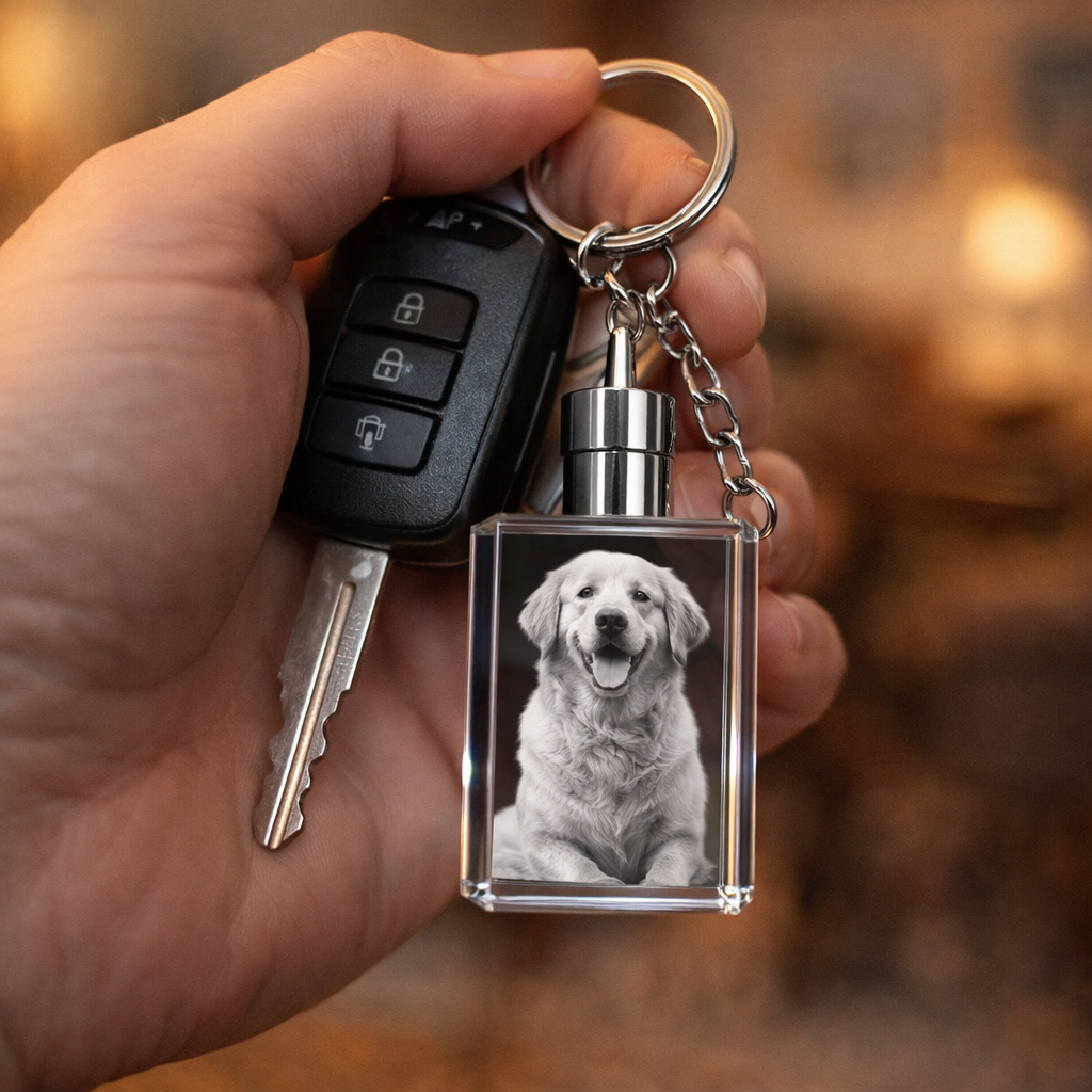 3D Crystal Rectangle Tall Keychain