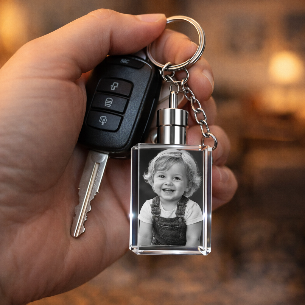 3D Crystal Rectangle Tall Keychain