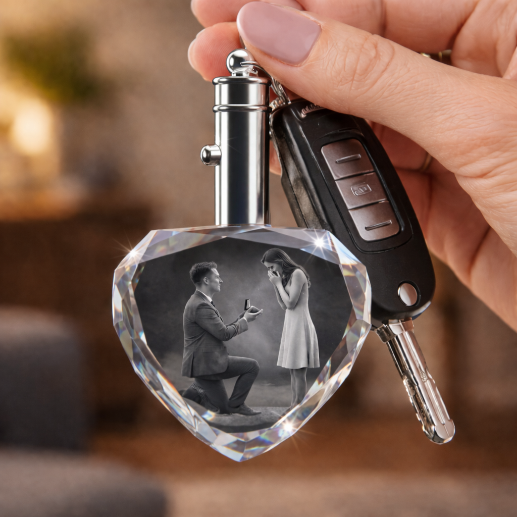3D Crystal Heart Keychain